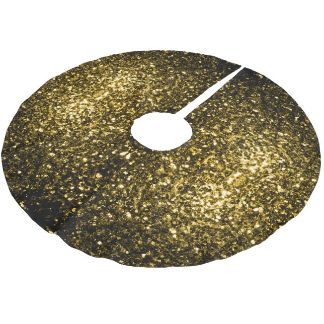Mörkt guld gula falska glittergnistor julgransmatta borstad polyester (Vinklad)