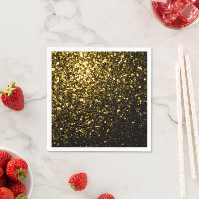 Mörkt guld gula falska glittergnistor pappersservett (Insitu)
