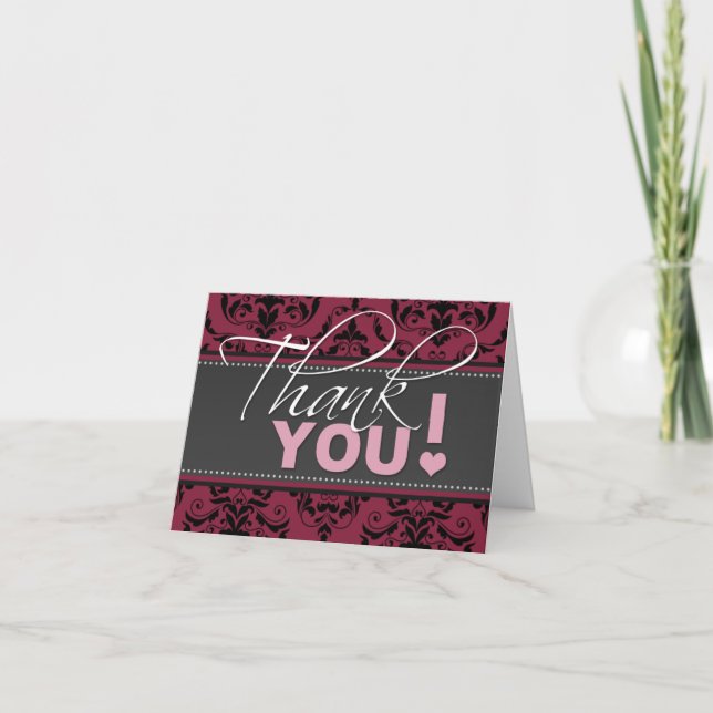 Mörkt hallon Damask tackkort (Framsida)