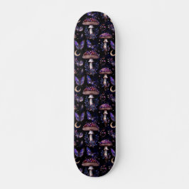 Mörkt Häxlik Svamp Fjäril Celestialt Mönster Mini Skateboard Bräda 18,5 Cm