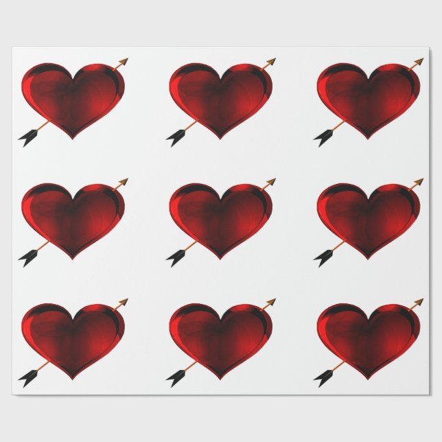 Mörkt hjärta med guld pil presentpapper (Platt)