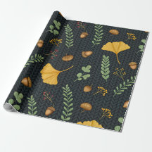 Mörkt höstpresentpapper med Ginkgo-löven och ekoll