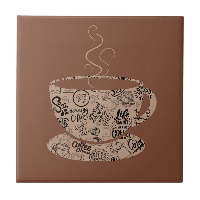 Mörkt kaffe kakelplatta (Framsidan)