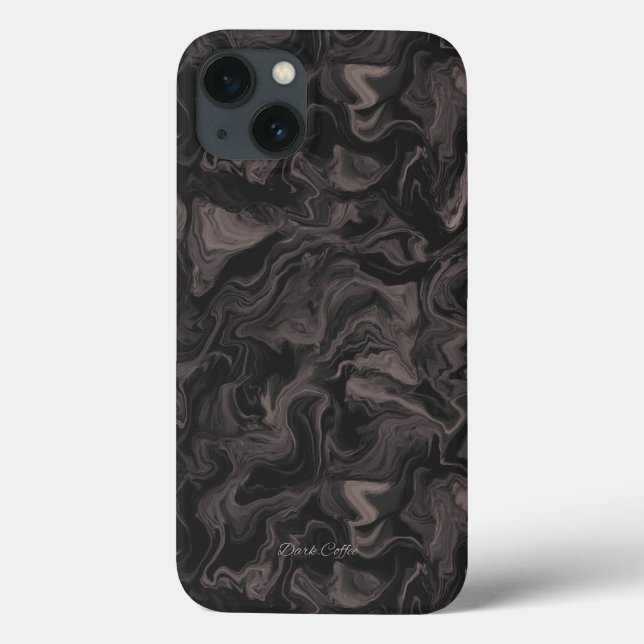 Mörkt kaffesvirvel estetisk iPhone 13-fodral (Baksida)