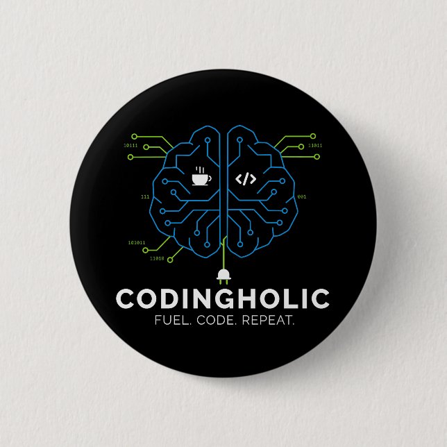 Mörkt Läge Kodare Knapp Nörd Geek Tech Pin Swag (Framsida)