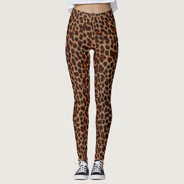 Mörkt leopardmönster leggings (Framsida)