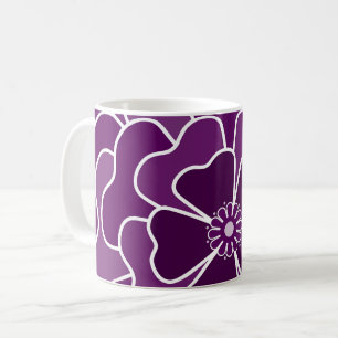 Mörkt lila abstrakt blommönster kaffemugg
