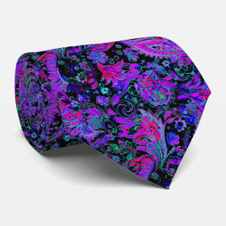 Mörkt lila blå paisley-mönster slips