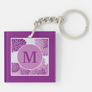 Mörkt lila blomstertryck med monogram