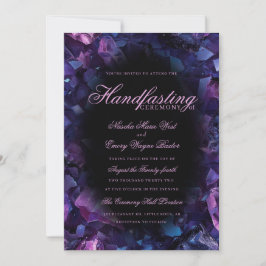 Mörkt lila boho häxa kristaller svart handfastning inbjudningar