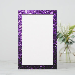 Mörkt lila falskt glänsande glitter gnistrar brevpapper