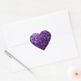 Mörkt lila falskt glänsande glitter gnistrar hjärtformat klistermärke