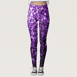 Mörkt lila falskt glänsande glitter gnistrar leggings