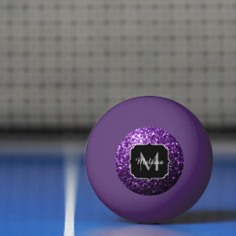 Mörkt lila falskt glänsande glitter gnistrar Monog Pingisboll