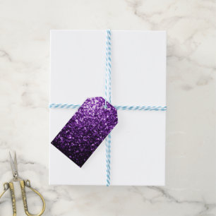 Mörkt lila falskt glänsande glitter gnistrar presentetikett