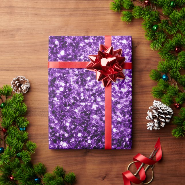 Mörkt lila falskt glänsande glitter gnistrar presentpapper (Julgåva)