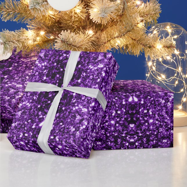Mörkt lila falskt glänsande glitter gnistrar presentpapper (Helgdagar)