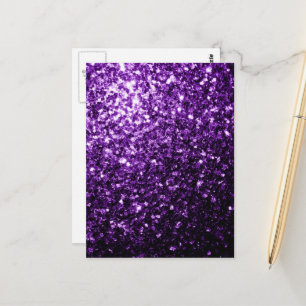 Mörkt lila falskt glänsande glitter gnistrar vykort