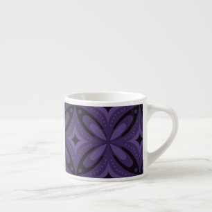 Mörkt lila färgad retro-mönster espressomugg