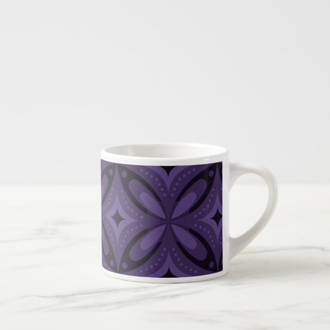 Mörkt lila färgad retro-mönster espressomugg (Höger)