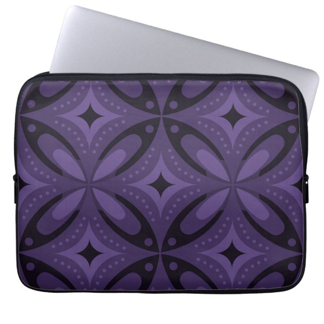 Mörkt lila färgad retro mönster laptop fodral (Framsidan)