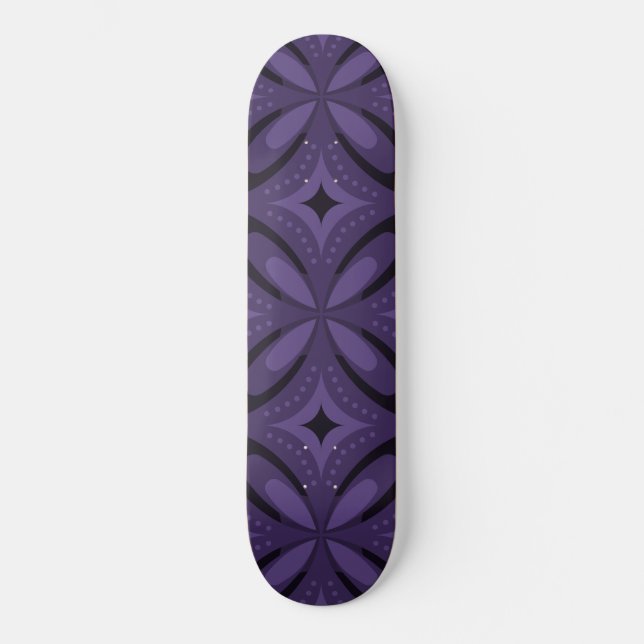 Mörkt lila färgad retro-mönster mini skateboard bräda 18,5 cm (Framsida)