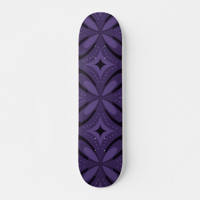 Mörkt lila färgad retro mönster mini skateboard bräda 18,5 cm (Framsida)