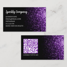 Mörkt lila glänsande svart elegant QR-kod Visitkort
