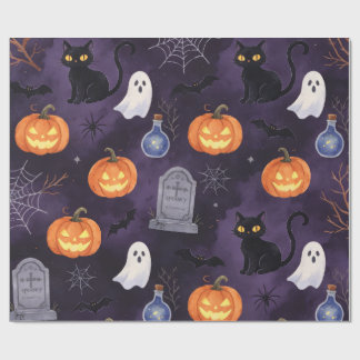 Mörkt lila kuslig Halloween oljemålning Presentpapper