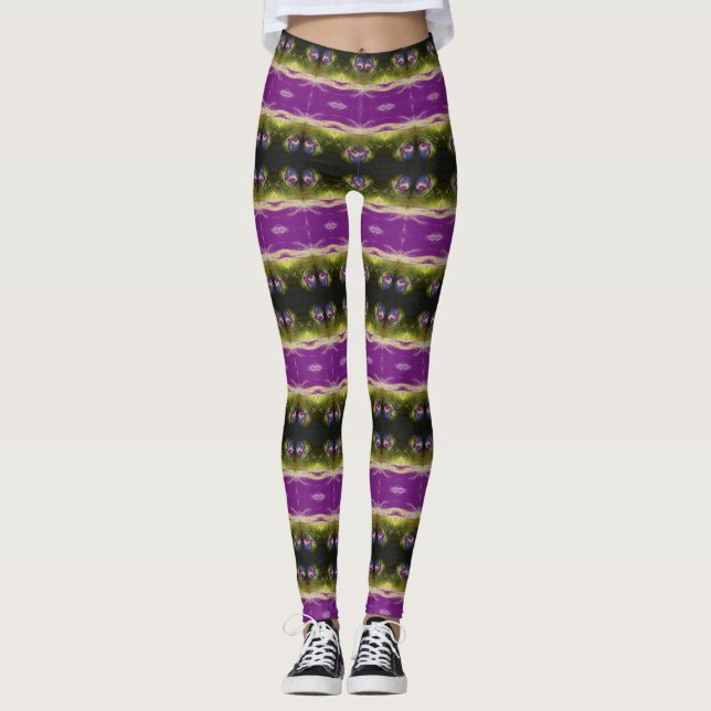 Mörkt lila och grönt leggings (Framsida)