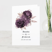 Mörkt lila och roséguld blommande bröllop