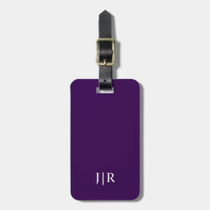 Mörkt lila och vit I Modern monogram Bagagebricka