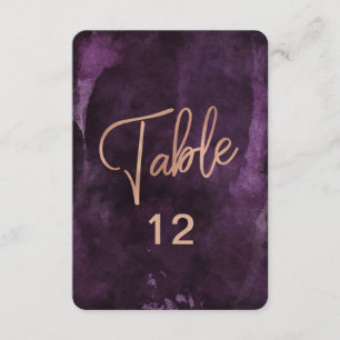 Mörkt lila roséguld bordsnummer sittplan