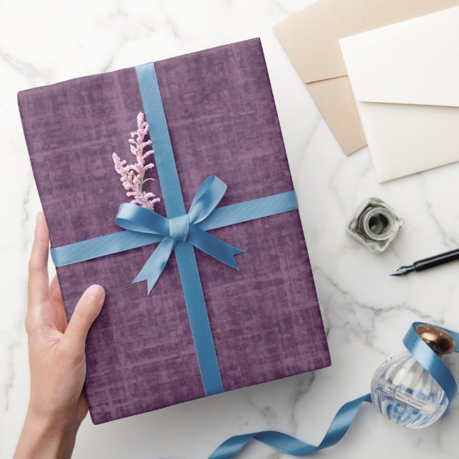 Mörkt Magenta Lila Linne Presentpapper (Gifting)