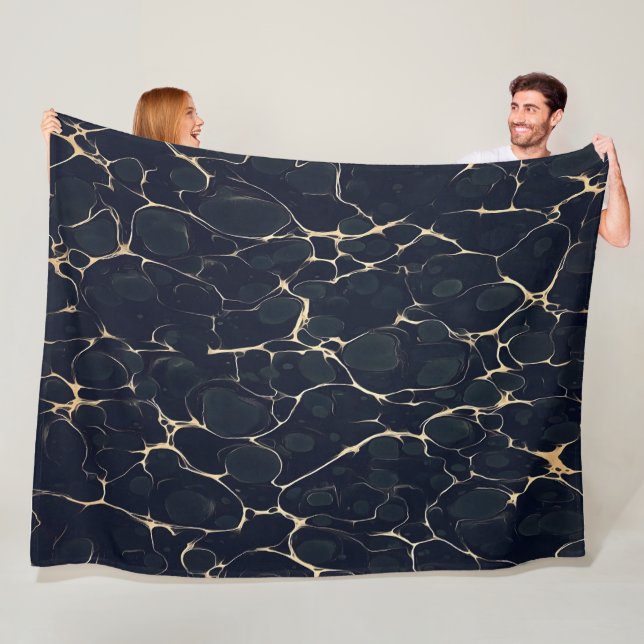 Mörkt marmormönster Abstrakt alkoholtusch stil 1 Fleecefilt (På plats)