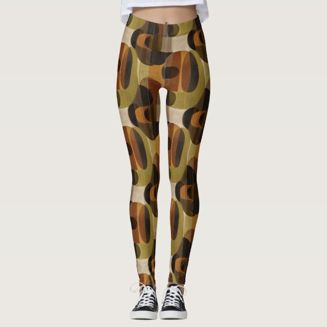 Mörkt mitten av seklets geometriska mönster (3) leggings (Framsida)