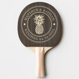 Mörkt Modernt Trä  Ananas Bröllopsnamn Pingisracket