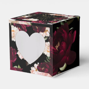 Mörkt Moody Burgunder Rosa Svart Blommig Bröllop Presentaskar