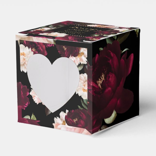 Mörkt Moody Burgunder Rosa Svart Blommig Bröllop Presentaskar (Framsidan Sidan)