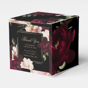 Mörkt Moody Burgunder Rosa Svart Blommig Bröllop Presentaskar