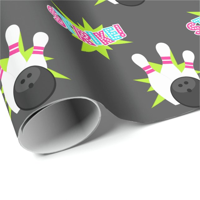 Mörkt neon månljust bowlings inslagspapper presentpapper (Rullad Hörn)