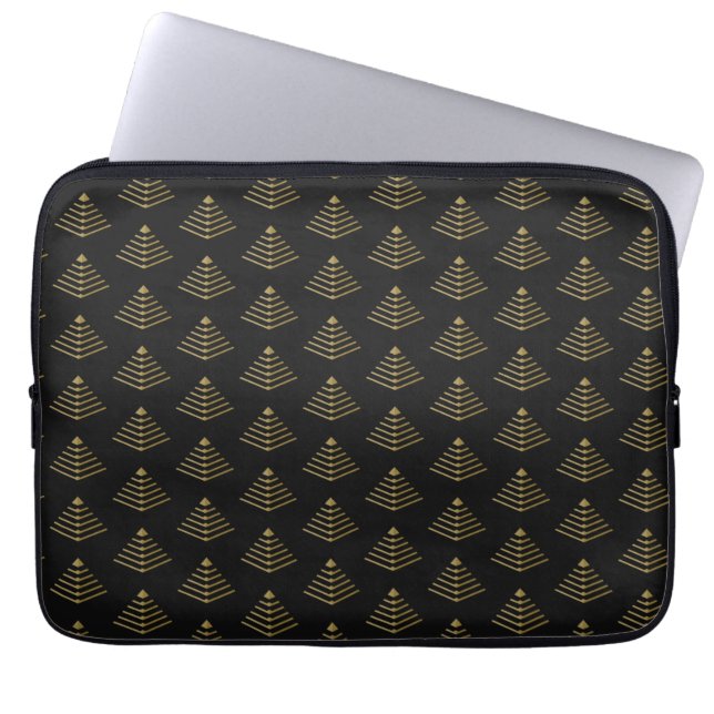 Mörkt Obsidian Guld Cyber Pyramid Neo Deco Pansar Laptop Fodral (Framsidan)