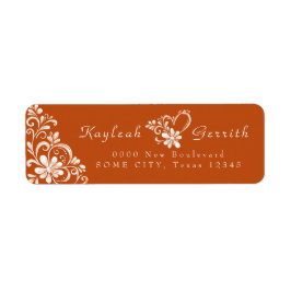 Mörkt orange shabby chic returadressetikett returadress etikett