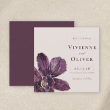 Mörkt Plommonorkidé Bröllop Blomstergrafik Spara D