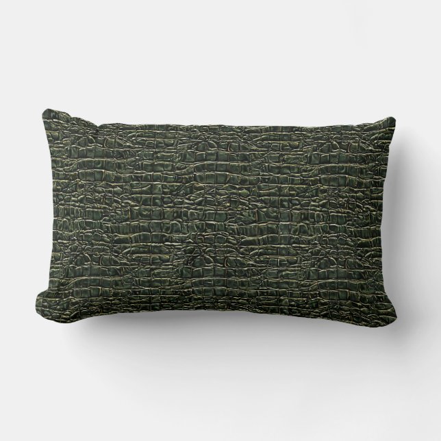 Mörkt reptil-inspirerat mönsterdesign lumbarkudde (Framsida)
