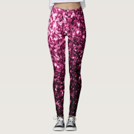 Mörkt rosa falskt glänsande glitter gnistrar leggings