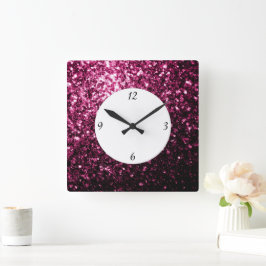 Mörkt rosa falskt glänsande glitter gnistrar med s fyrkantig klocka