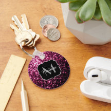 Mörkt rosa falskt glänsande glitter gnistrar Monog