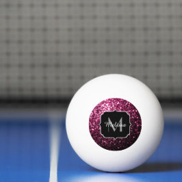 Mörkt rosa falskt glänsande glitter gnistrar Monog Pingisboll