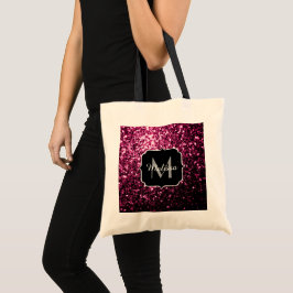 Mörkt rosa falskt glänsande glitter gnistrar Monog Tygkasse